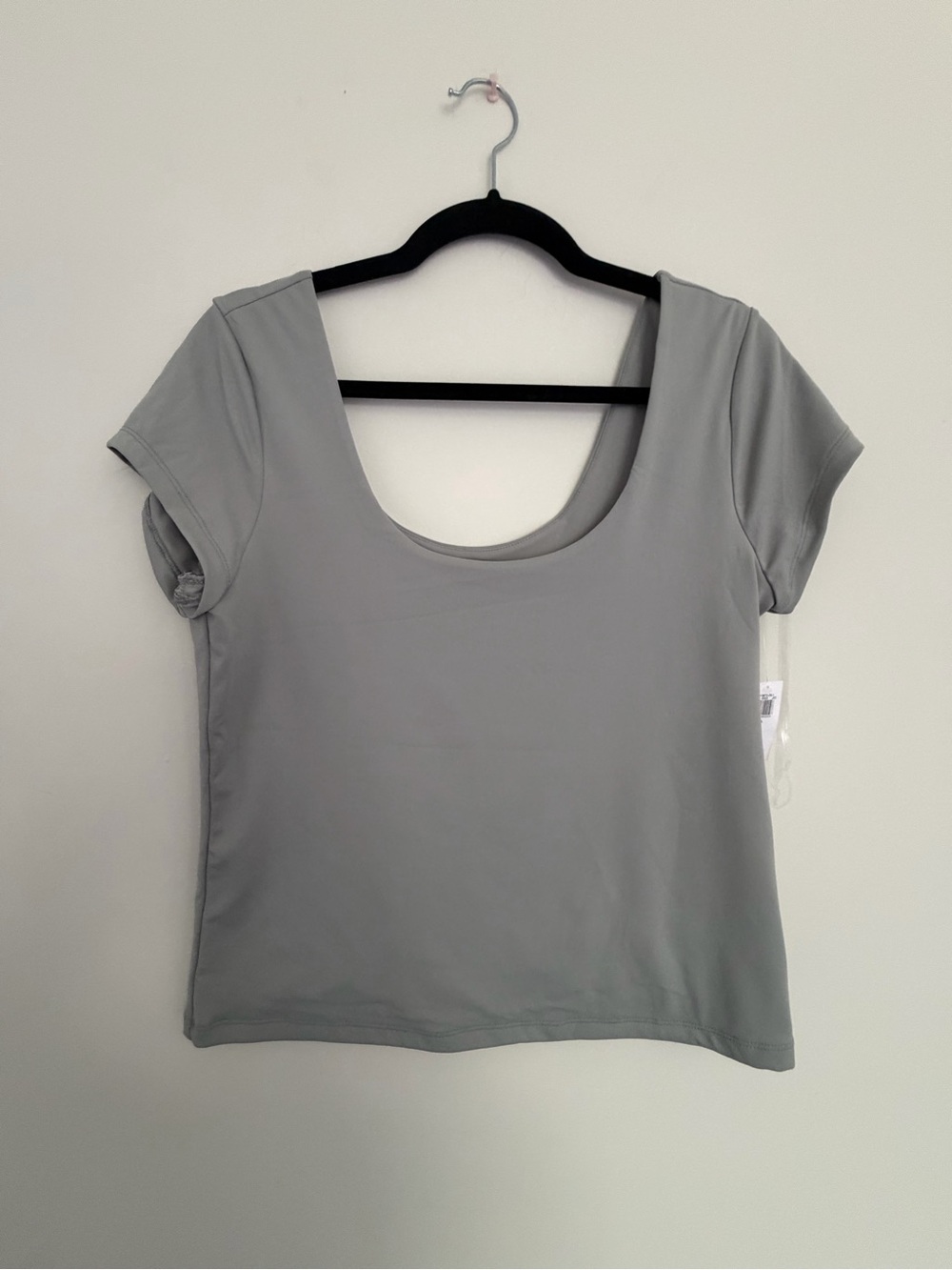 NWT | Old Navy | Women's Sz L | Scoop Neck Short Sleeve Workout Top - Green/Gray